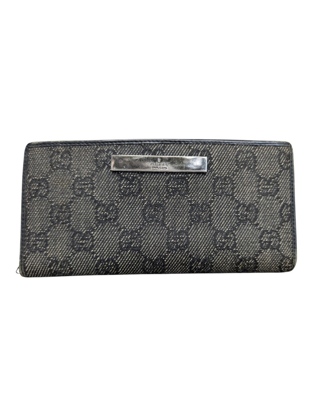 Gucci Black GG Denim & Leather Wallet - VGUC!